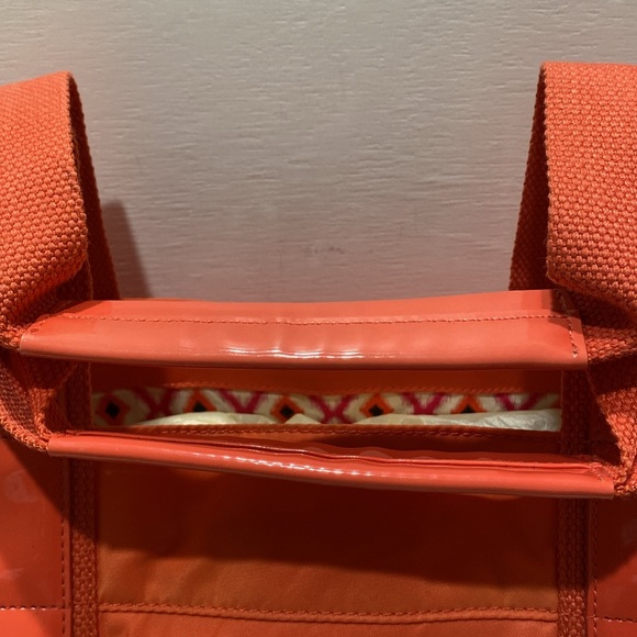TORY BURCH Orange Nylon/ Patent Leather Tote - Picture 7 of 14